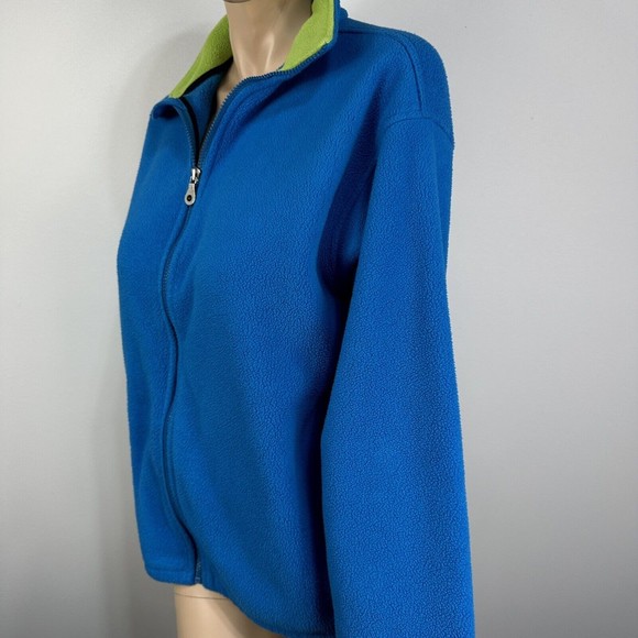Land's End Womens Polartec Fleece Sweater Jacket Full Zip Sweatshirt Size L Blue - Picture 5 of 13